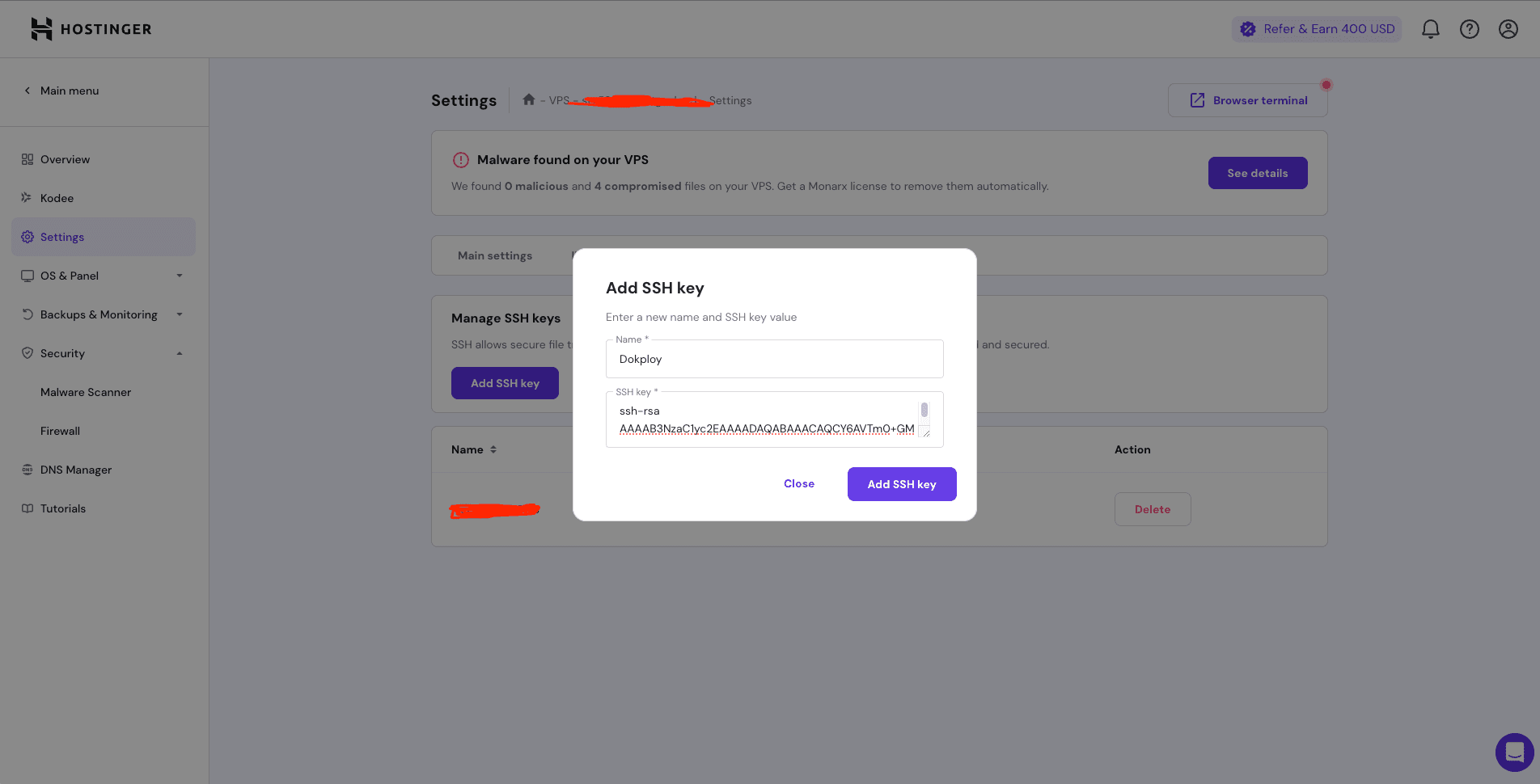 Adding SSH key
